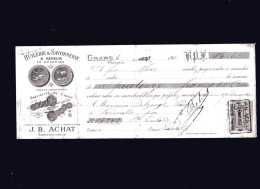 GRANS - Lettre De Change 1907 - HUILERIE & SAVONNERIE à Vapeur - J.B. ACHAT - Bills Of Exchange