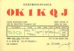 QSL Card Czechoslovakia Radio Amateur Station OK1KQJ Y03CD Josef - Radio Amateur