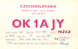 QSL Card Czechoslovakia Radio Amateur Station OK1AJY Y03CD Stanislav Sudek 1983 - Radio Amateur
