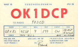 QSL Card Czechoslovakia Radio Amateur Station OK1DCP Y03CD Frank - Radio Amatoriale