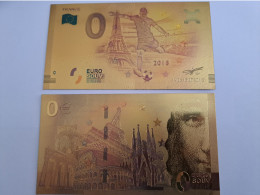 BANKNOTE / GOLDFOIL BILJET /0 EURO/ FRANCE   / FOOTBAL 2018  / SOUVENIR BILJET / UNC ** Goldfoil 027 ** - Autres & Non Classés