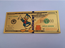 BANKNOTE / GOLDFOIL BILJET/DISNEY  /ONE MILION DOLLARS/ DONALD DUCK  / SOUVENIR BILJET / UNC ** Goldfoil 028 ** - Autres & Non Classés