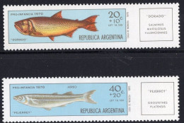 Argentina Serie 2v 1970 Fish Dorado Pejerrey - Child Care MNH - Unused Stamps