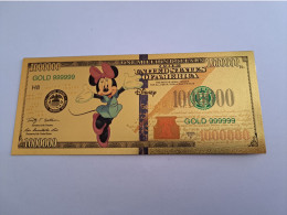 BANKNOTE / GOLDFOIL BILJET /DISNEY /ONE MILION DOLLARS/ MINNIE  MOUSE   / SOUVENIR BILJET / UNC ** Goldfoil 031 ** - Altri & Non Classificati