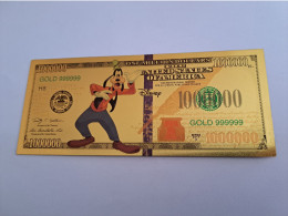 BANKNOTE / GOLDFOIL BILJET /DISNEY /ONE MILION DOLLARS/  GOOFY    / SOUVENIR BILJET / UNC ** Goldfoil 032 ** - Other & Unclassified