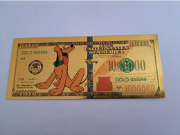 BANKNOTE / GOLDFOIL BILJET /DISNEY /ONE MILION DOLLARS/  PLUTO/ DOG    / SOUVENIR BILJET / UNC ** Goldfoil 033 ** - Other & Unclassified