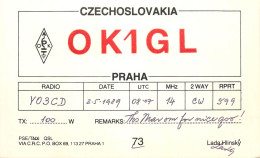 QSL Card Czechoslovakia Radio Amateur Station OK1GLY03CD 1989 Lada Hlinsky - Radio Amateur