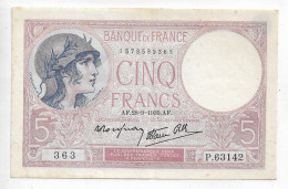 Billet France 5 Francs Violet 28:9:1939 :papier Craquant N0169 - 5 F 1917-1940 ''Violet''