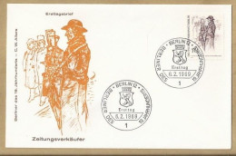 DE.- ERSTTAGSBRIEF. ZEITUNGSVERKAUFER. BERLINER DES 19. JAHRHUNDETS - C.W. ALLERS. ERSTAUSGABE 6.2.1969. BERLIN 12. FDC. - 1948-1970