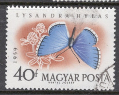 Hungary 1959 Single Stamp Celebrating Butterflies In Fine Used - Oblitérés