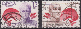 Généraux Simon Bolivar Et San Martin - ESPAGNE - Libérateurs De L'Amérique Du Sud - N° 2135-2136 - 1978 - Used Stamps
