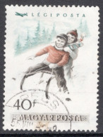 Hungary 1955 Single Stamp Celebrating Airmail - Winter Sports In Fine Used - Oblitérés