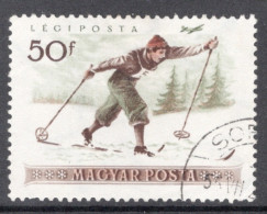 Hungary 1955 Single Stamp Celebrating Airmail - Winter Sports In Fine Used - Usado