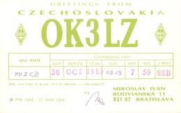 QSL Card Czechoslovakia Radio Amateur Station OK3LZ Y03CD 1983 Miroslav Ivan - Radio Amatoriale