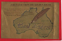 AUSTRALIA  FROM GOLDEN SOUTH   GUMLEAF + GLITTER APPLIQUE   NOVELTY   1907 - Altri & Non Classificati