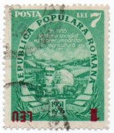 ROMANIA 1952 FIVE YEAR PLAN USED 7/1 L. INVERTED OVERPRINT ERROR !! - Usado