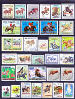 All Different 110 MNH Horse Riding Equestrianism Sports Stamps, Rare Collection - Ippica