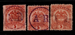 0160B - KOLUMBIEN - 1903 - MNG/USED - (AR) OVPTD - 5 CTS - ACKNOWLEDGMENT OF RECEIPT - 3 DIFF TYPES - Colombia