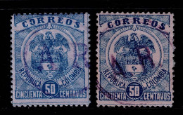 0160D - KOLUMBIEN - 1904 - MNG/MH - (AR) OVPTD - 50 CTS - ACKNOWLEDGMENT OF RECEIPT - 2 DIFF TYPES - Colombia