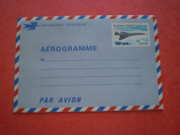 La Réunion Aérogramme Surchargé 50 F CFA Sur 1.00 Avion Concorde. Entier Postal - Luchtpost