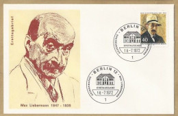 DE.- ERSTTAGSBRIEF. GEDENKMARKE MAX LIEBERMANN 1847-1935. ERSTAUSGABE 18.7.1972. BERLIN 12. FDC. - 1971-1980