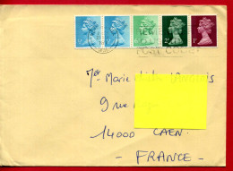 1977 - Grande Bretagne - Lettre De Notting-Hill Pour La France - Bande Horizontale De Timbres De Machine De Distribution - Lettres & Documents