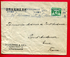 1934 - Pays Bas - Lettre Pour La France - Oblitération Linéaire "AMSTERDAM C.S. - ADRESSEEZ VOLLEDIA" - Poststempel