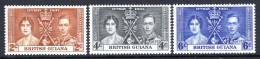 British Guiana 1937 KGVI Coronation Set HM (SG 305-307) - Guayana Británica (...-1966)