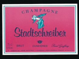 Etiquette Champagne  Brut René Geoffroy Cumieres Marne 51  Stadtschreiber - Champagner