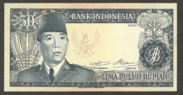 Indonesia 50 Rupiah President Soekarno Pertjetakan Kebajoran P-85b 1960 AUNC Crisp - Indonesia
