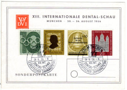 1956, Sonderkarte XIII. Int. DENTAL-SCHAU München M. Entpr. Sonderstempel - Médecine