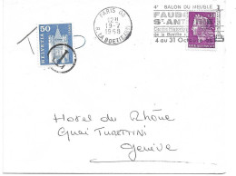 (C14) - Y&T N°1536 CHEFFER - LETTRE PARIS => SUISSE 1968 - TAXE PAR TP SUISSE ZUM N°363 - 1967-1970 Marianna Di Cheffer