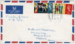 Grossbritannien / United Kingdom 1965, Brief Ersttag Salvation Army Portsmouth - Karachi (Pakistan), Heilsarmee - Sonstige & Ohne Zuordnung