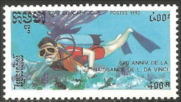 534 Cambodge Plongée Scaphandre Invention Leonard Vinci Leonardo MNH ** Neuf SC (KAM-252a) - Buceo