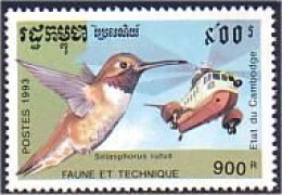 534 Cambodge Hummingbird Oiseau-mouche Colibri Helicopter Hélicoptère MNH ** Neuf SC (KAM-129) - Kambodscha