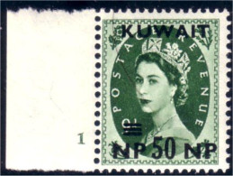 556 Kuwait 50 Np On 9p Olive Green MNH ** Neuf SC (KUW-16) - Kuwait