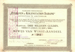 Zeehaven En Kolenstation SABANG, Bewijs Van Winst-Aandeel, Amsterdam, December 1908 Indonesia - Mines