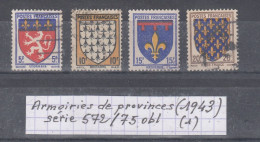 France Armoiries Des Provinces (1943) Y/T Série N° 572/575 Oblitérés (lot 1) - 1941-66 Armoiries Et Blasons