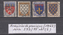 France Armoiries Des Provinces (1943) Y/T Série N° 572/575 Oblitérés (lot 2) - 1941-66 Stemmi E Stendardi