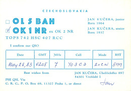 QSL Card Czechoslovakia Radio Amateur Station OK1NR OL5BAH Y03CD 1983 - Radio Amatoriale