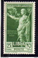 COLONIE ITALIANE LIBIA 1938 AUGUSTO BIMILLENARIO AUGUSTEO CENT. 25c MNH - Africa Orientale Italiana