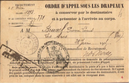 Ordre D Appel Sous Les Drapeaux, Nice, Se Presenter Au Fort De La Revère 112e Regiment D Infanterie - Documenti