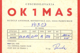 QSL Card Czechoslovakia Radio Amateur Station OK1MAS Y03CD 1983 - Radio Amatoriale
