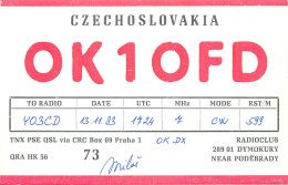 QSL Card Czechoslovakia Radio Amateur Station OK1OFD Y03CD 1983 Milos - Radio Amatoriale