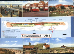 72254634 Juist Nordseebad Eisenbahn Pferdewagen Park Strand Duenen Landkarte Jui - Juist