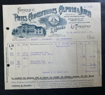 70148 - Facture Illustrée Pates Alimentaires Alpina & Jura La Ferrière 26.04.1922 - Zwitserland