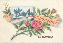 74 // RUMILLY   Un Bonjour   Illustration  / Fleur / Rose - Rumilly