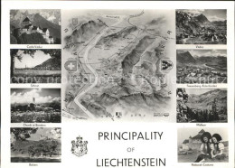 72253474 Liechtenstein  Panoramakarte Castle Vaduz Schaan Church Balzers Vaduz T - Liechtenstein