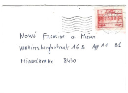 Brief Verstuurd Van Oostende Naar Middelkerke ( Dikke Rode Inkt)   Kaart B 290 - Covers & Documents
