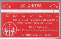 CARTE MAGNETIQUE-TCHAD-120U-ROUGE-V° N° En Bas A Droite Inversé-244C15601-UTILISE-TBE - Ciad